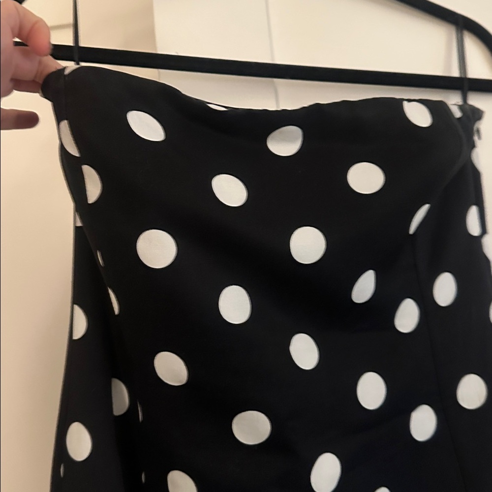 Zara Polka Dot Strapless Midi Dress - Picture 2 of 3